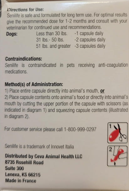 SEGMINISMART CEVA Animal Health D59010B Senilife Nutritional Supplement for Elderly Dogs- 30 capsules